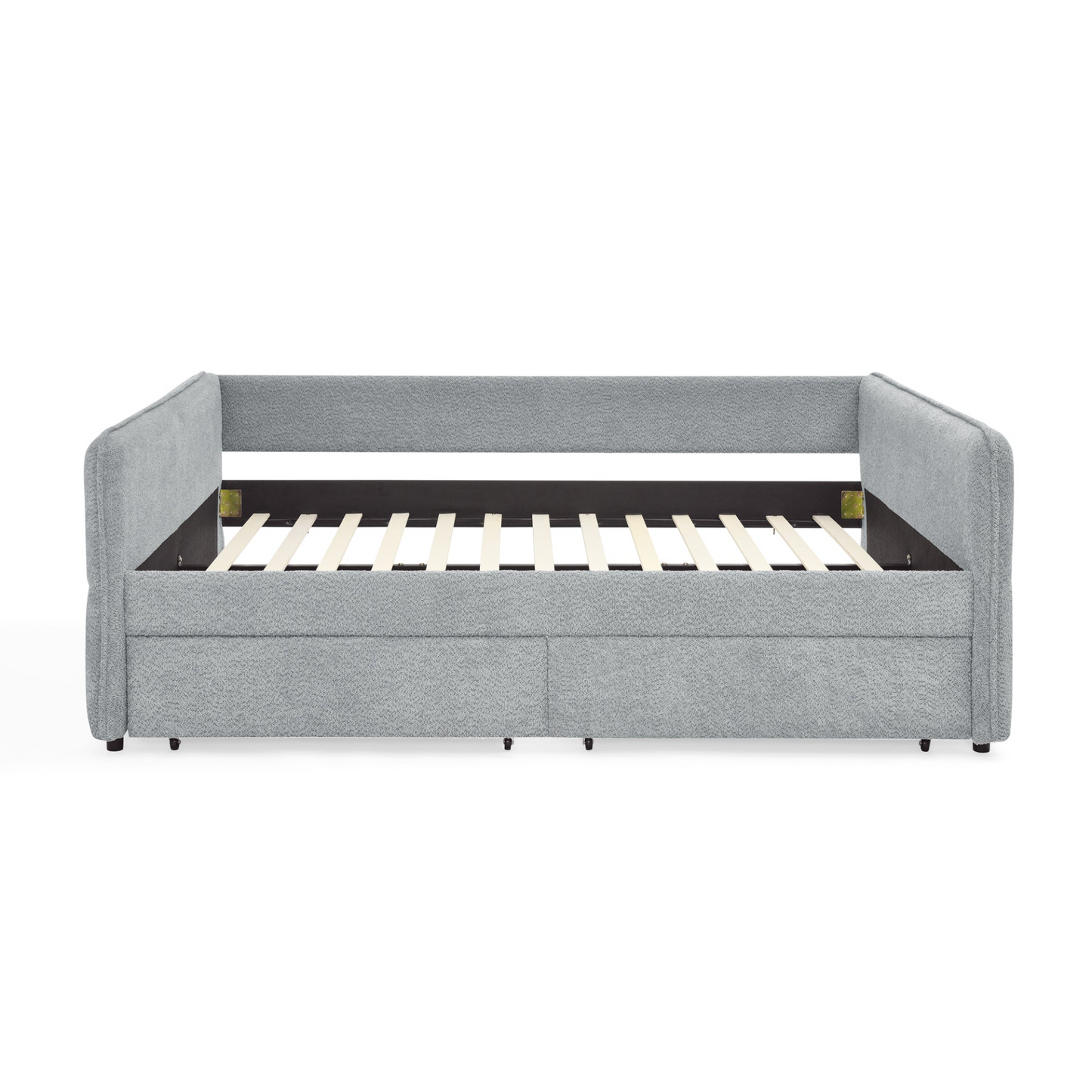 Daybed with Trundle Upholstered Tufted Sofa Bed, with Two Drawers, Queen Size, Boucle Fabric, Grey(88"x65.5"x29.5")