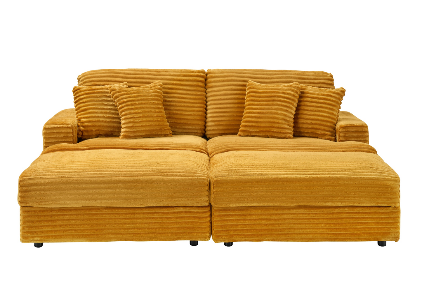 82 inches orange corduroy sofa, two storage feet +4 throw pillows, create a living room, office fashion new darling!