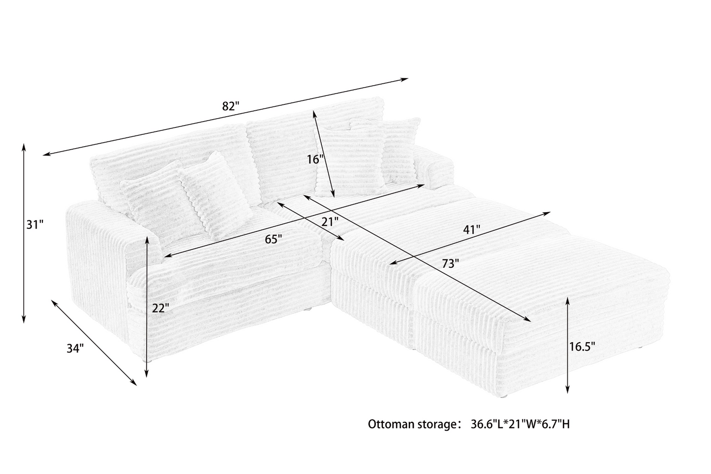 82 inches pink corduroy sofa, two storage feet +4 throw pillows, create a living room, office fashion new darling!