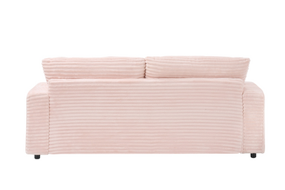 82 inches pink corduroy sofa, two storage feet +4 throw pillows, create a living room, office fashion new darling!