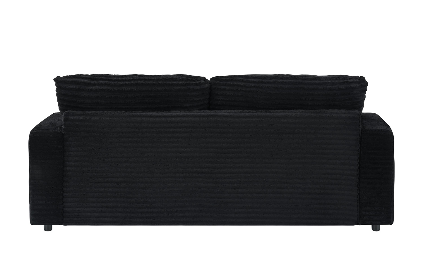 82 inches black corduroy sofa, two storage feet +4 throw pillows, create a living room, office fashion new darling!