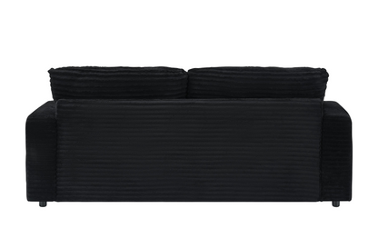 82 inches black corduroy sofa, two storage feet +4 throw pillows, create a living room, office fashion new darling!