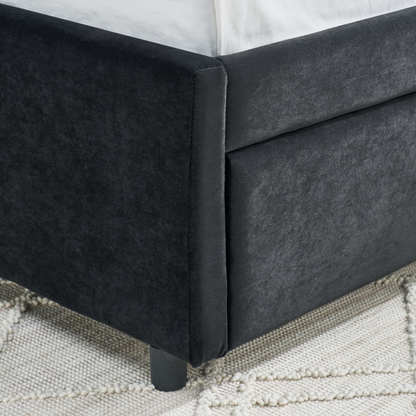 Full Size Daybed with Trundle Upholstered Tufted Sofa Bed, Sofa Bed Frame with Comfortable Backrest and Armrests, Velvet, Black(79.5''x58''x25'')