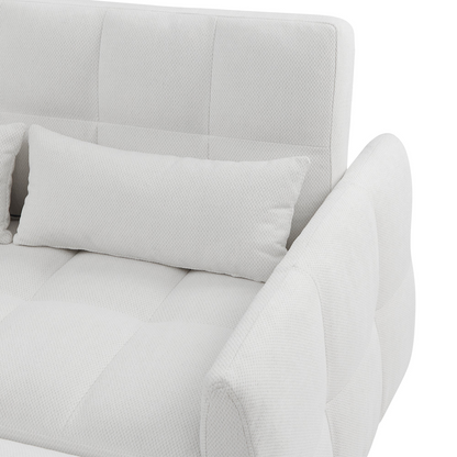 52.8" Loveseat Sofa Pull-out Sofa Bed Tufted Sleeper Sofa with an Adjustable Backrest, Three USB Ports and Two Lumbar Pillows for Living Room, Beige