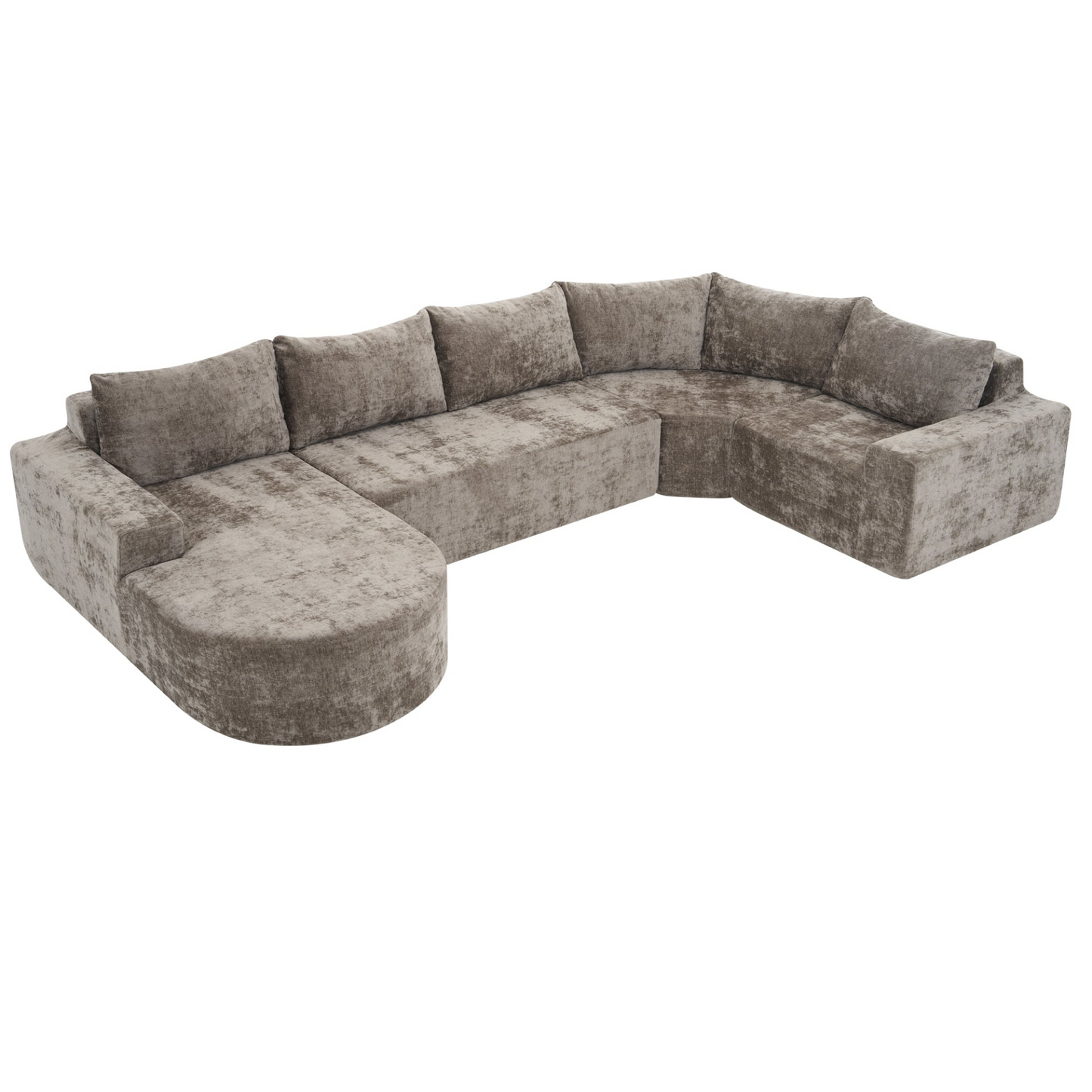 141.7" Oversized Modular Sofa Cloud Sectional Sofa Set Upholstered Couches U-shaped Sofa with Deep Seat for Living Room, Brown