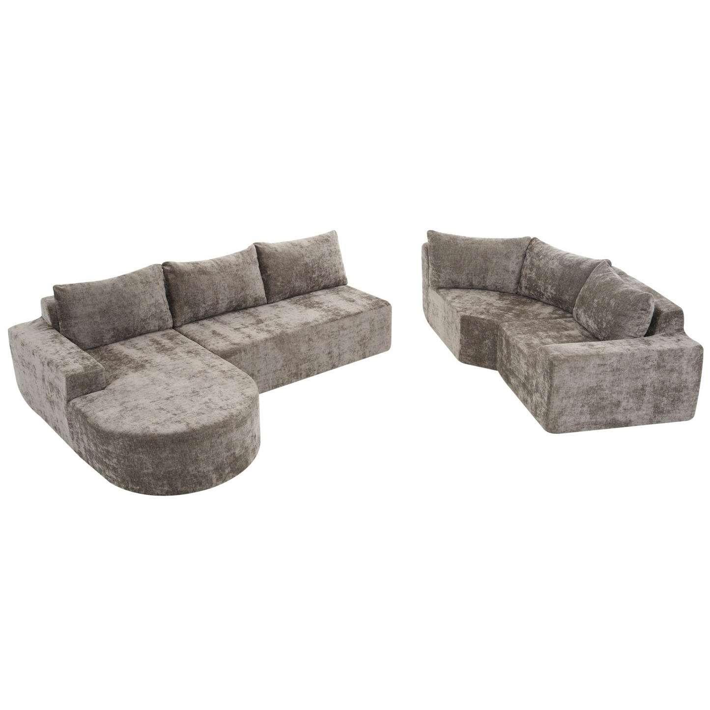 141.7" Oversized Modular Sofa Cloud Sectional Sofa Set Upholstered Couches U-shaped Sofa with Deep Seat for Living Room, Brown
