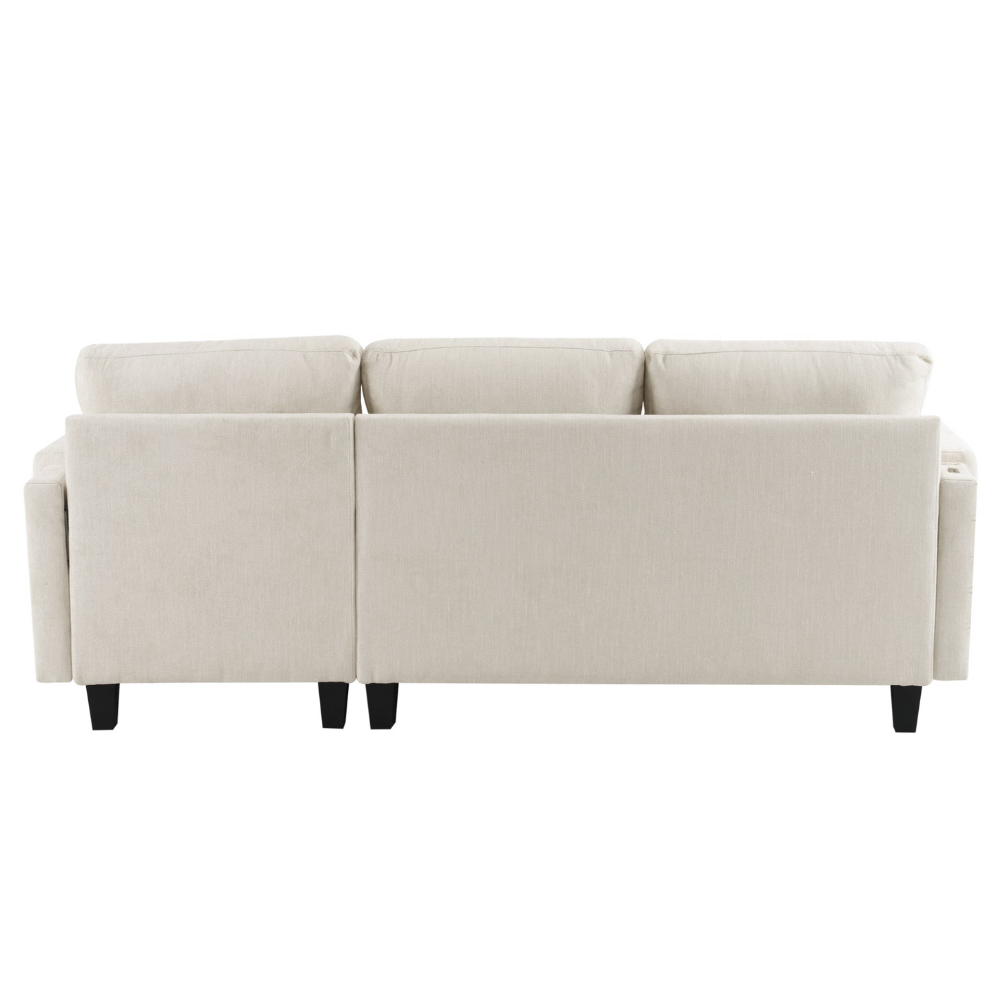83.4" L-shaped Sofa Sectional Couch Sofa Bed with Two USB Ports, a Movable Ottoman and a Reversible Chaise Lounge for Living Room, Beige