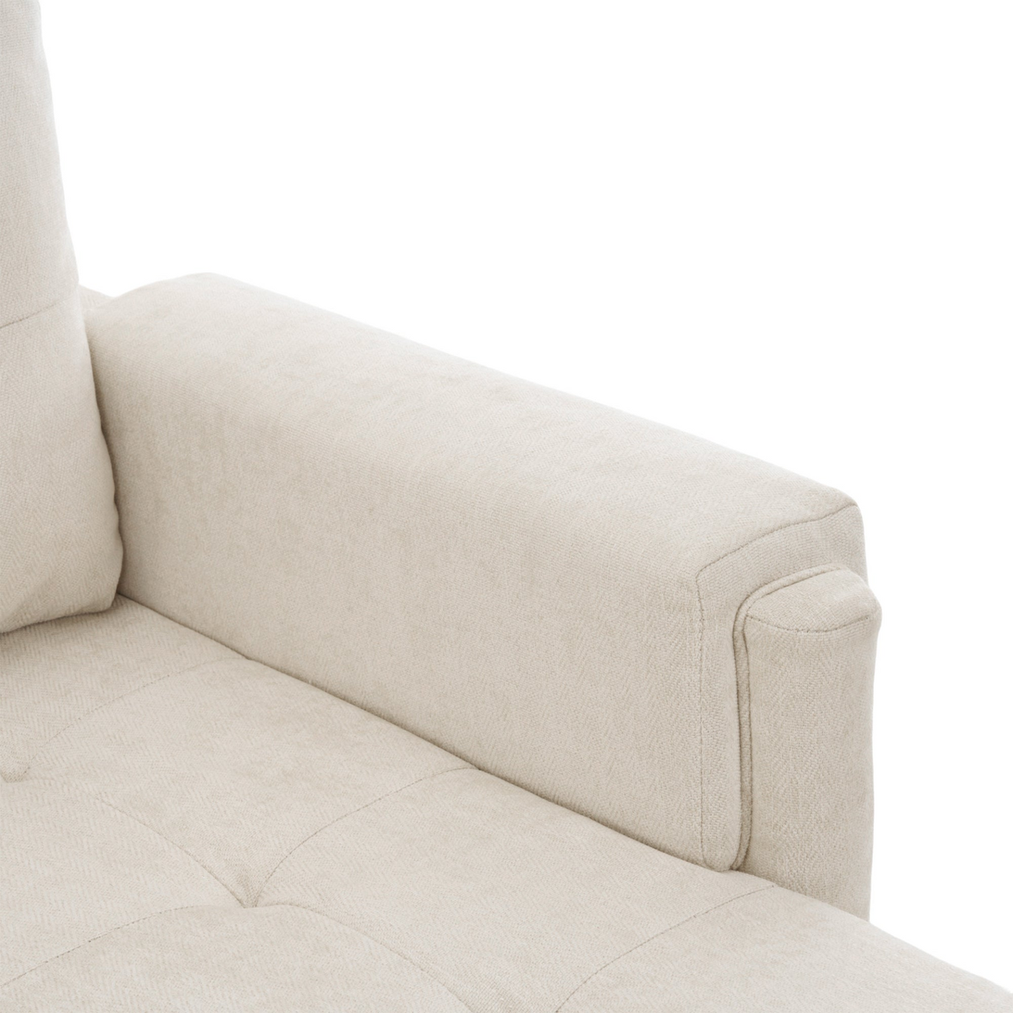 83.4" L-shaped Sofa Sectional Couch Sofa Bed with Two USB Ports, a Movable Ottoman and a Reversible Chaise Lounge for Living Room, Beige