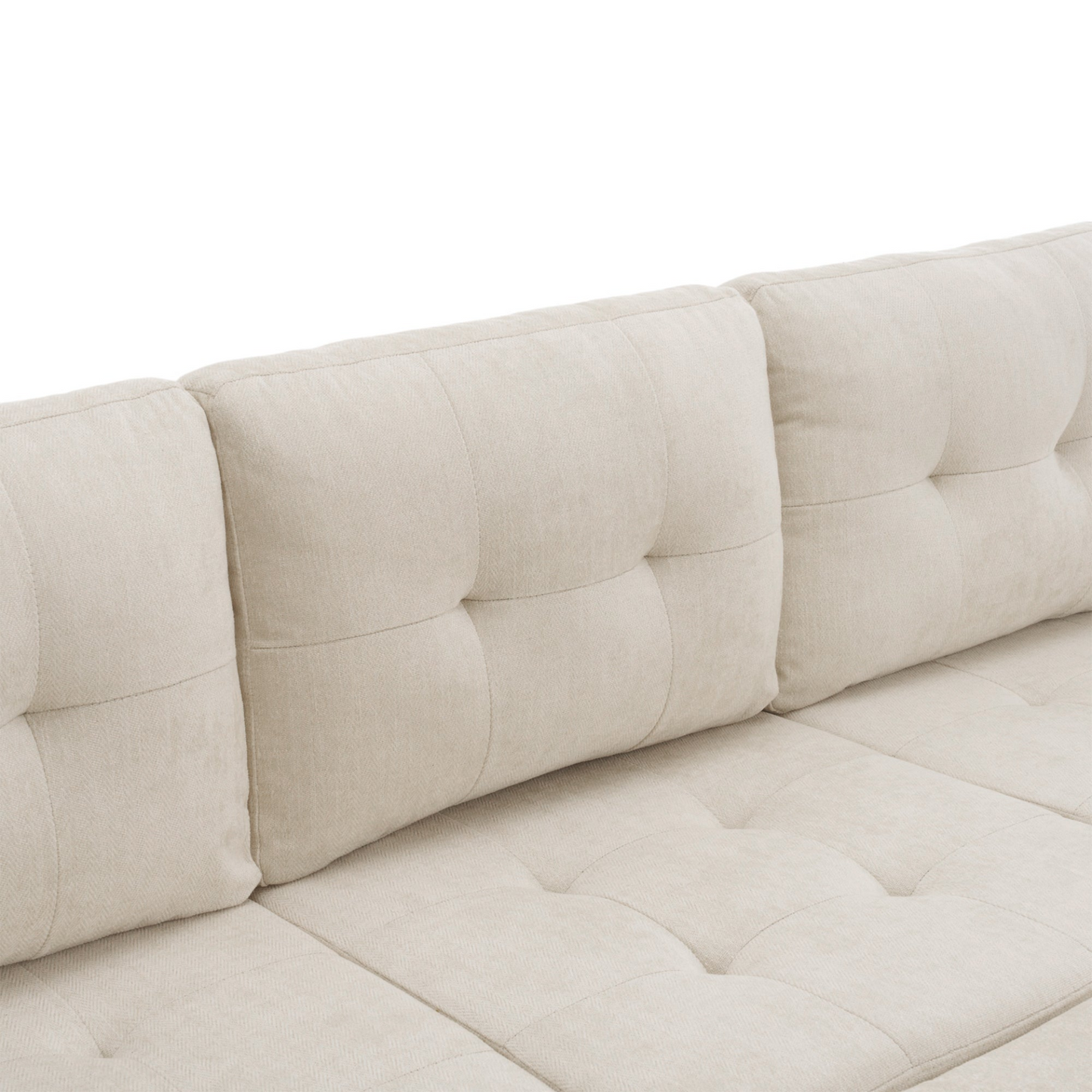83.4" L-shaped Sofa Sectional Couch Sofa Bed with Two USB Ports, a Movable Ottoman and a Reversible Chaise Lounge for Living Room, Beige