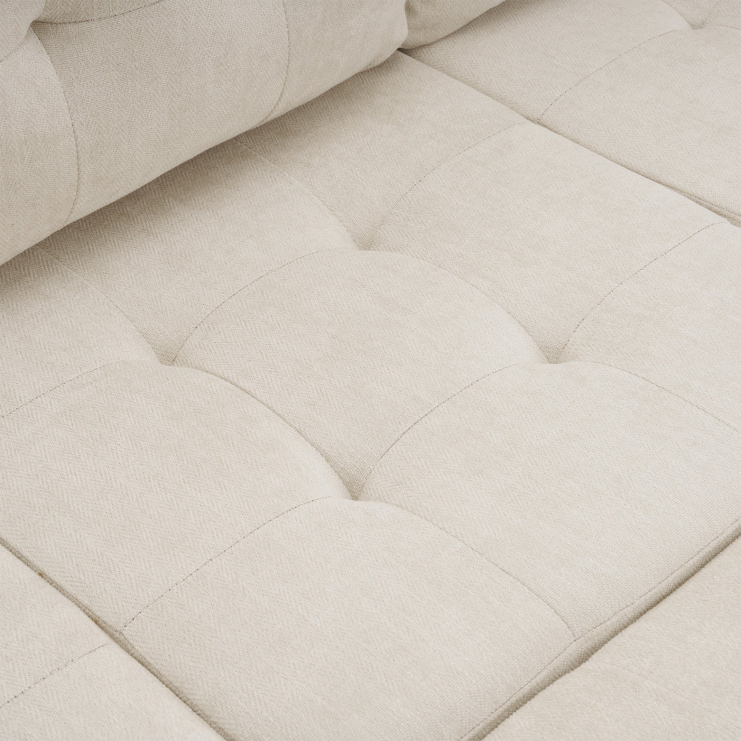 83.4" L-shaped Sofa Sectional Couch Sofa Bed with Two USB Ports, a Movable Ottoman and a Reversible Chaise Lounge for Living Room, Beige