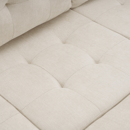 83.4" L-shaped Sofa Sectional Couch Sofa Bed with Two USB Ports, a Movable Ottoman and a Reversible Chaise Lounge for Living Room, Beige