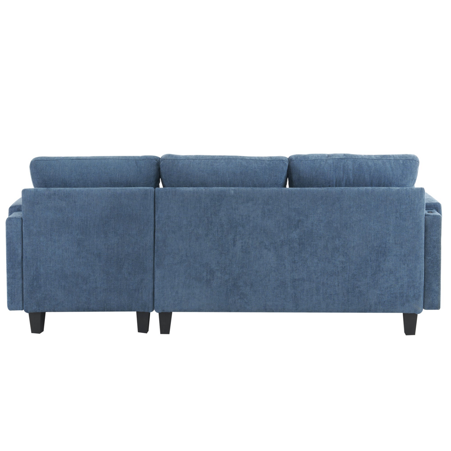 83.4" L-shaped Sofa Sectional Couch Sofa Bed with Two USB Ports, a Movable Ottoman and a Reversible Chaise Lounge for Living Room, Navy Blue