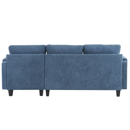 83.4" L-shaped Sofa Sectional Couch Sofa Bed with Two USB Ports, a Movable Ottoman and a Reversible Chaise Lounge for Living Room, Navy Blue