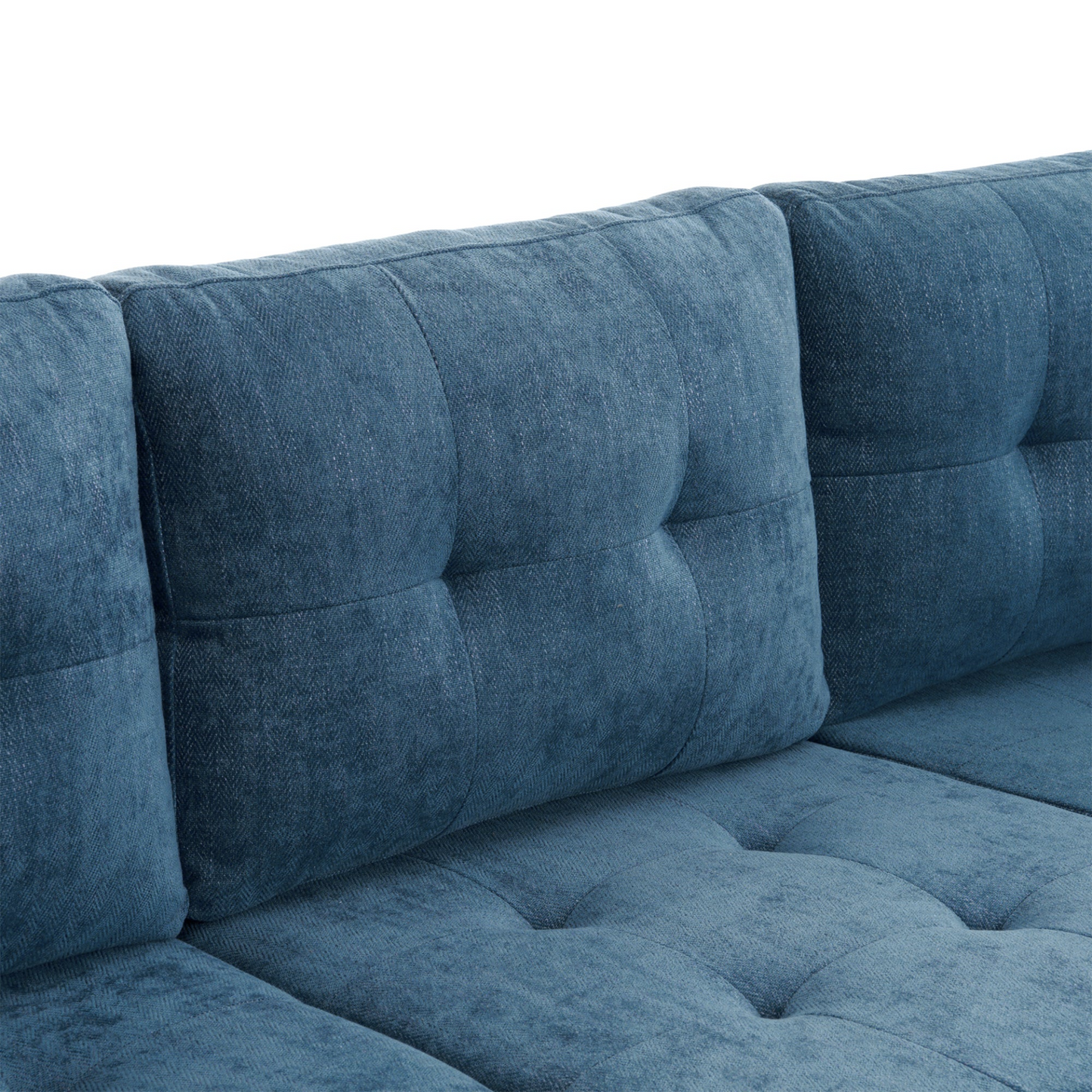 83.4" L-shaped Sofa Sectional Couch Sofa Bed with Two USB Ports, a Movable Ottoman and a Reversible Chaise Lounge for Living Room, Navy Blue