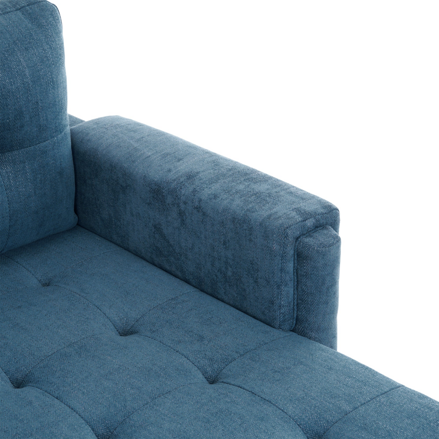 83.4" L-shaped Sofa Sectional Couch Sofa Bed with Two USB Ports, a Movable Ottoman and a Reversible Chaise Lounge for Living Room, Navy Blue