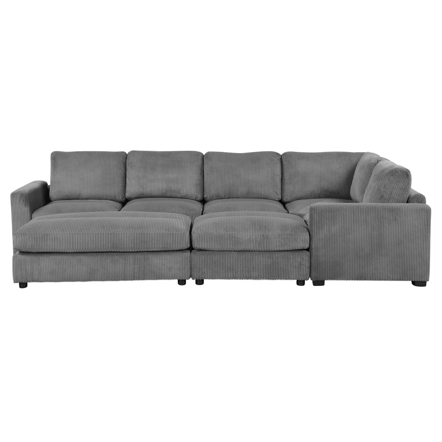 121.3" Sectional Couch Sofa Bed Modular Sofa with Two Movable Ottomans for Living Room (Old SKU:N719S001640E), Gray