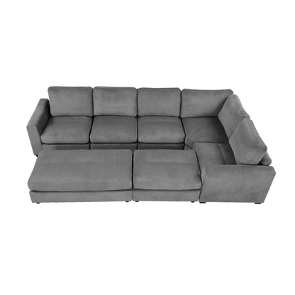 121.3" Sectional Couch Sofa Bed Modular Sofa with Two Movable Ottomans for Living Room (Old SKU:N719S001640E), Gray
