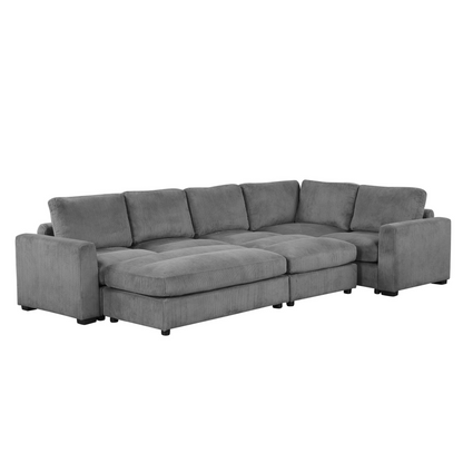 121.3" Sectional Couch Sofa Bed Modular Sofa with Two Movable Ottomans for Living Room (Old SKU:N719S001640E), Gray