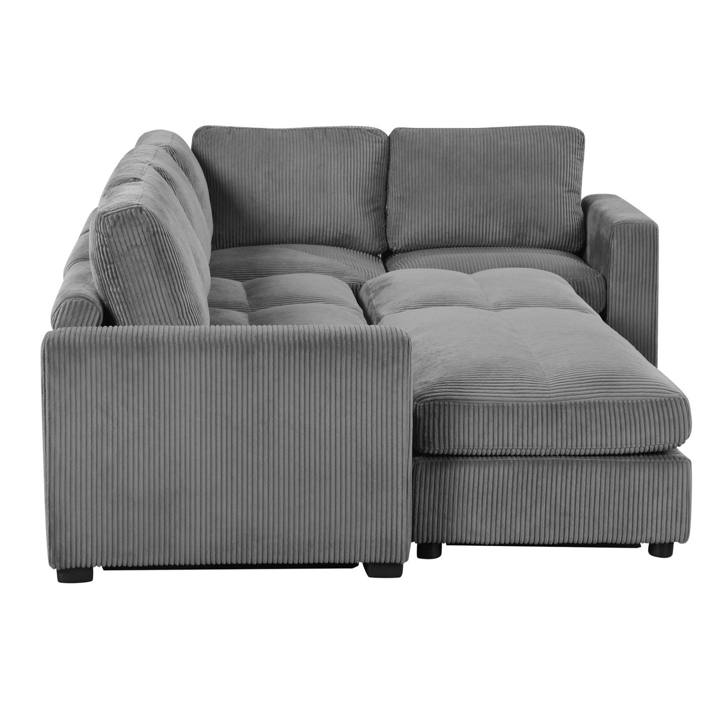 121.3" Sectional Couch Sofa Bed Modular Sofa with Two Movable Ottomans for Living Room (Old SKU:N719S001640E), Gray