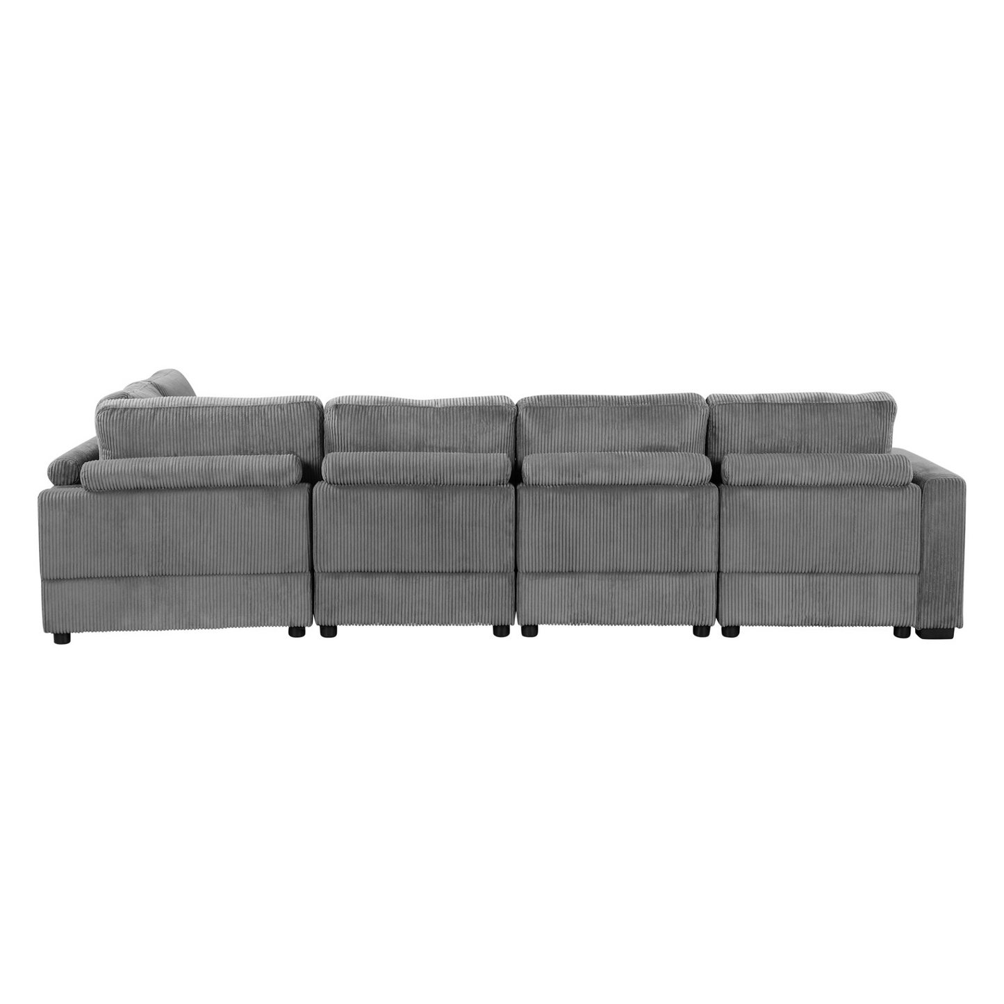 121.3" Sectional Couch Sofa Bed Modular Sofa with Two Movable Ottomans for Living Room (Old SKU:N719S001640E), Gray