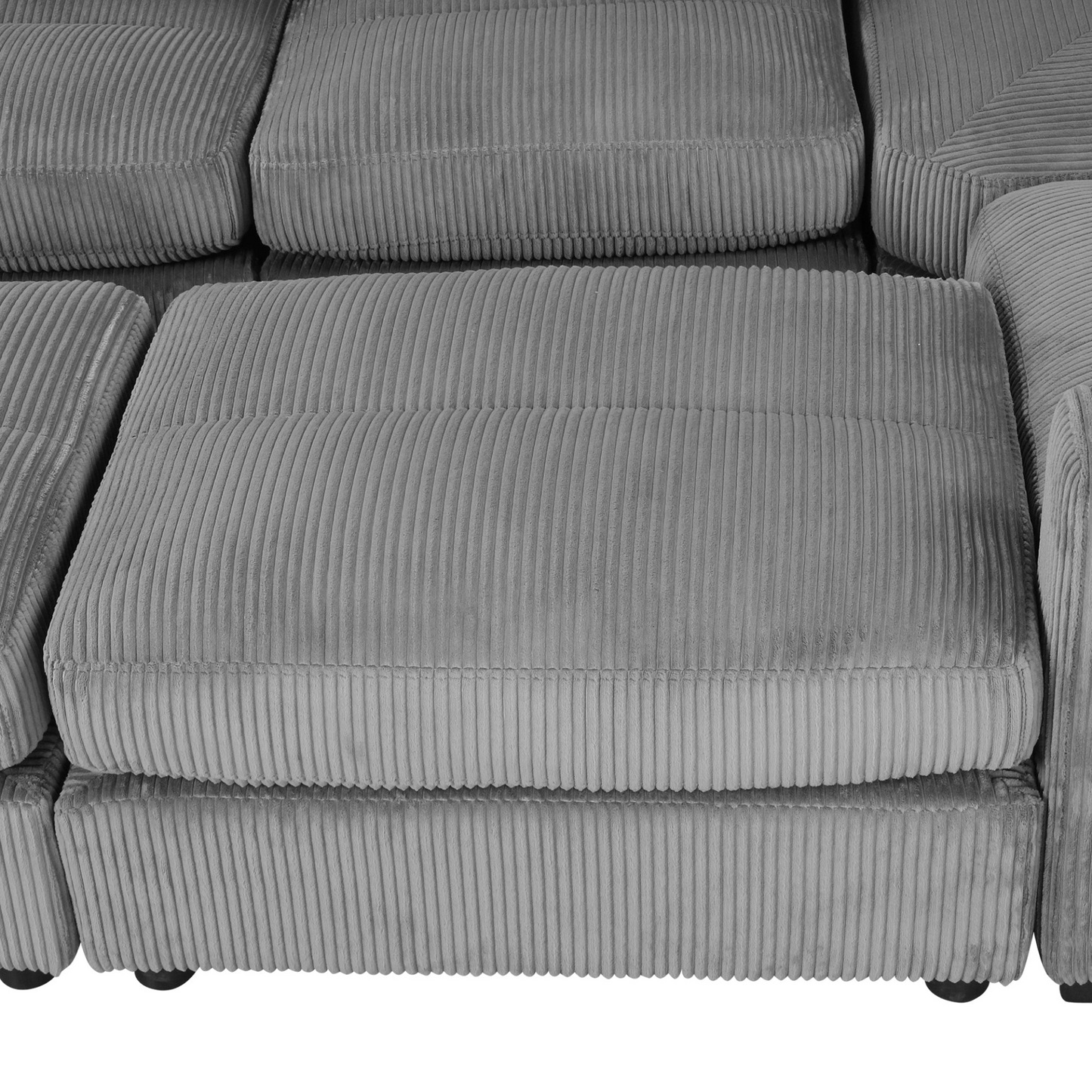 121.3" Sectional Couch Sofa Bed Modular Sofa with Two Movable Ottomans for Living Room (Old SKU:N719S001640E), Gray
