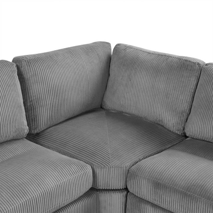 121.3" Sectional Couch Sofa Bed Modular Sofa with Two Movable Ottomans for Living Room (Old SKU:N719S001640E), Gray