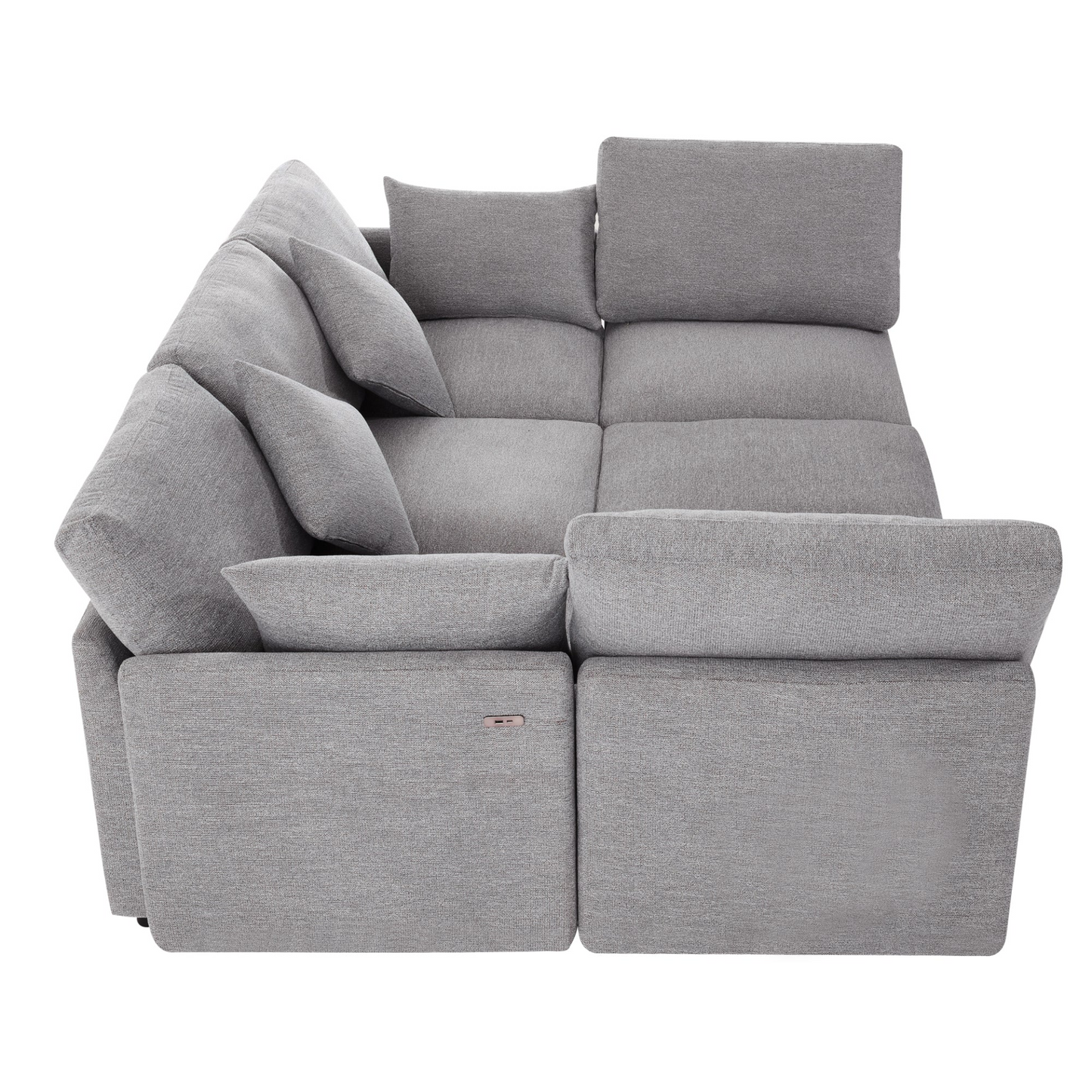 85.4" Sectional Sofa Modular Sofa U-shaped Sofa Couch Sofa Bed L-shaped Sofa with a Movable Ottoman and Two USB Ports for Living Room, Light Grey