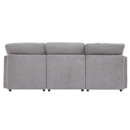 85.4" Sectional Sofa Modular Sofa U-shaped Sofa Couch Sofa Bed L-shaped Sofa with a Movable Ottoman and Two USB Ports for Living Room, Light Grey