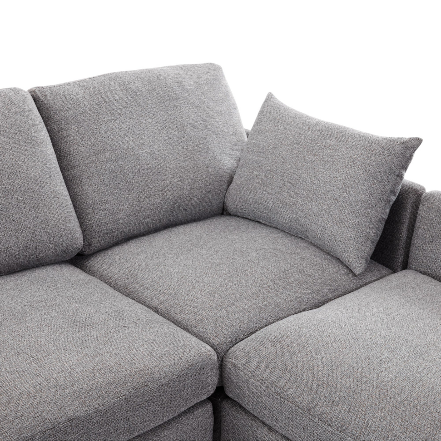 85.4" Sectional Sofa Modular Sofa U-shaped Sofa Couch Sofa Bed L-shaped Sofa with a Movable Ottoman and Two USB Ports for Living Room, Light Grey