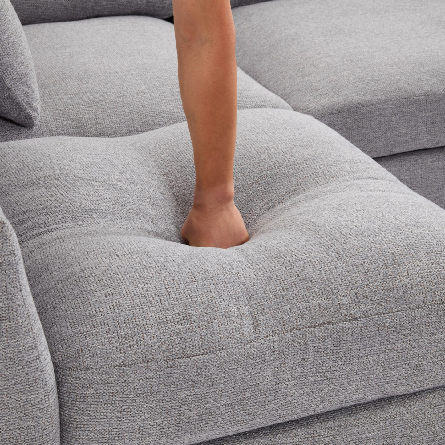 85.4" Sectional Sofa Modular Sofa U-shaped Sofa Couch Sofa Bed L-shaped Sofa with a Movable Ottoman and Two USB Ports for Living Room, Light Grey