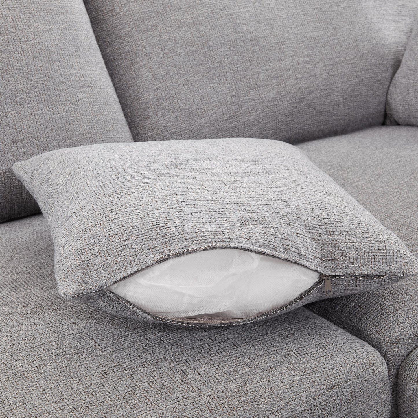 85.4" Sectional Sofa Modular Sofa U-shaped Sofa Couch Sofa Bed L-shaped Sofa with a Movable Ottoman and Two USB Ports for Living Room, Light Grey