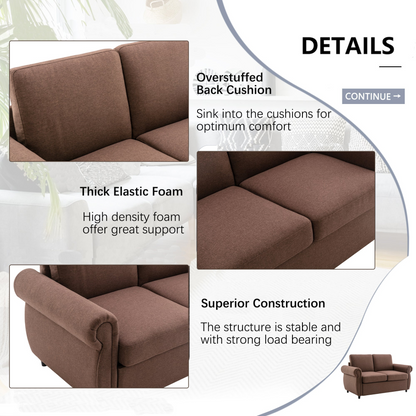 57.9 Pull Out Sofa Bed  Loveseat Sleeper with Twin Size Memory Mattress with Two USB Ports for Living Room Spaces  (Old SKU:WF305474AAD), Brown