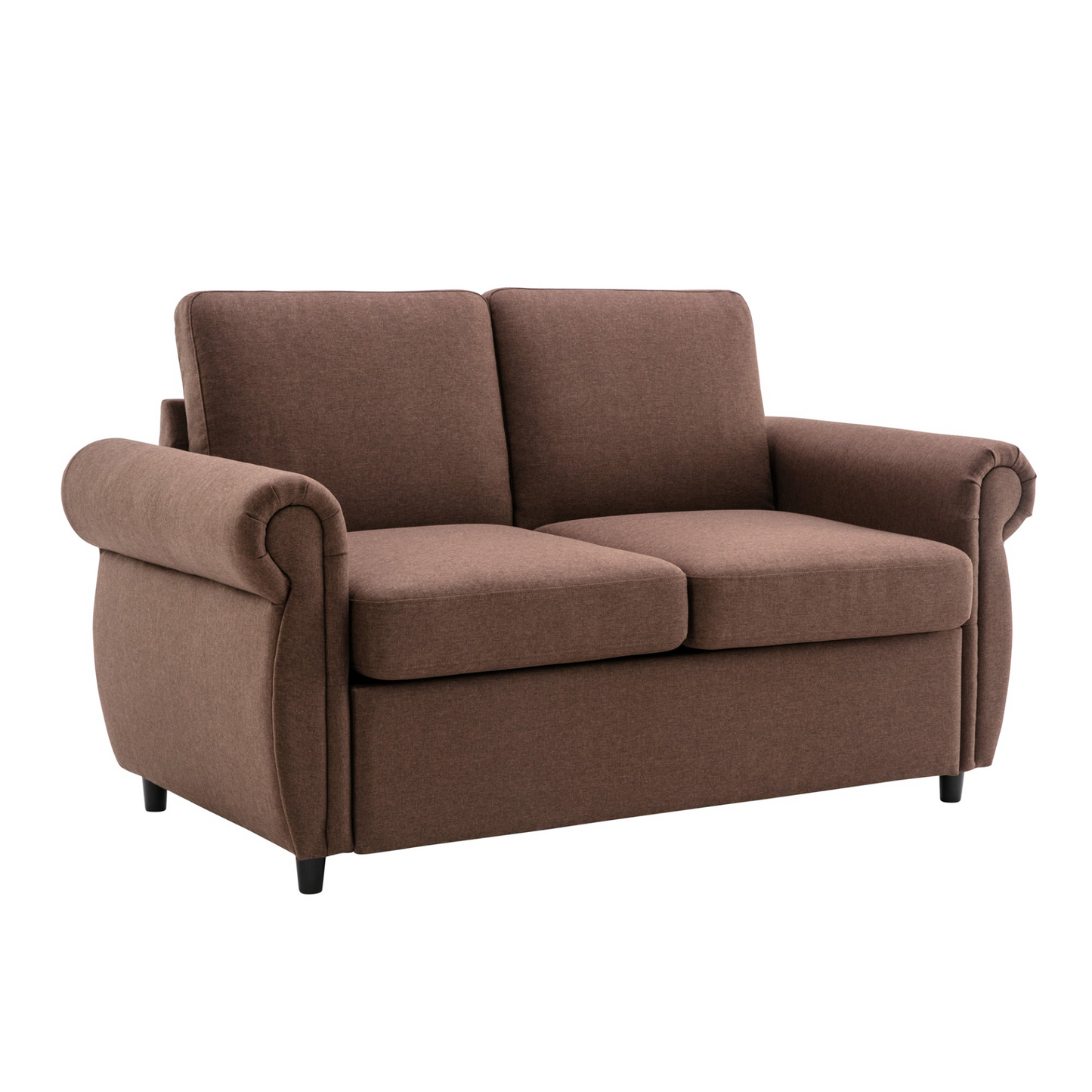 57.9 Pull Out Sofa Bed  Loveseat Sleeper with Twin Size Memory Mattress with Two USB Ports for Living Room Spaces  (Old SKU:WF305474AAD), Brown