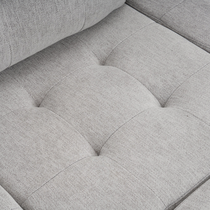 83.4" L-shaped Sofa Sectional Couch Sofa Bed with Two USB Ports, a Movable Ottoman and a Reversible Chaise Lounge for Living Room, Grey
