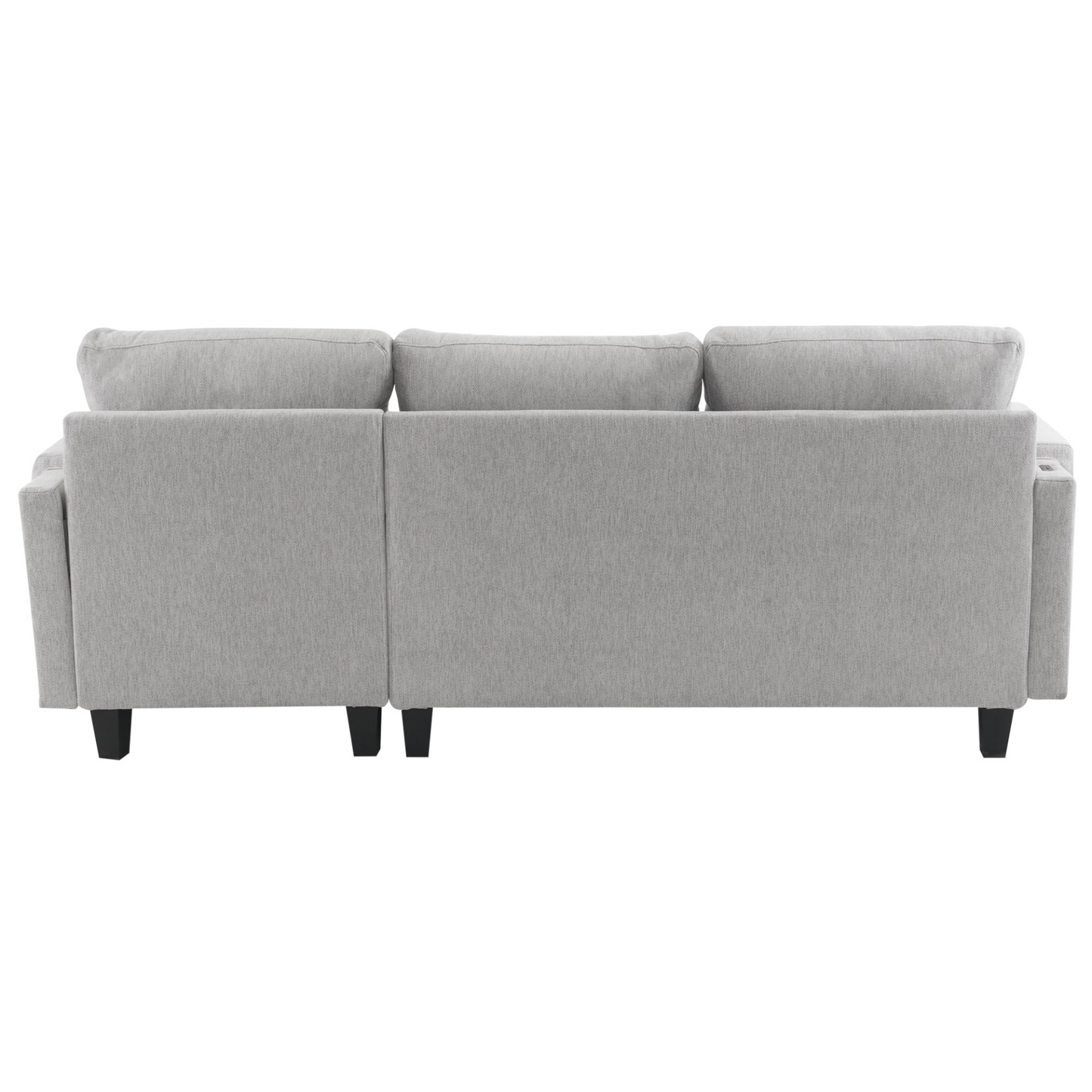 83.4" L-shaped Sofa Sectional Couch Sofa Bed with Two USB Ports, a Movable Ottoman and a Reversible Chaise Lounge for Living Room, Grey