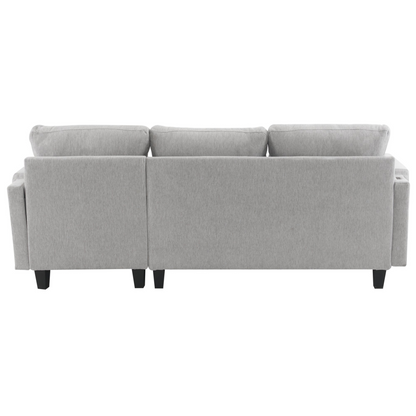 83.4" L-shaped Sofa Sectional Couch Sofa Bed with Two USB Ports, a Movable Ottoman and a Reversible Chaise Lounge for Living Room, Grey