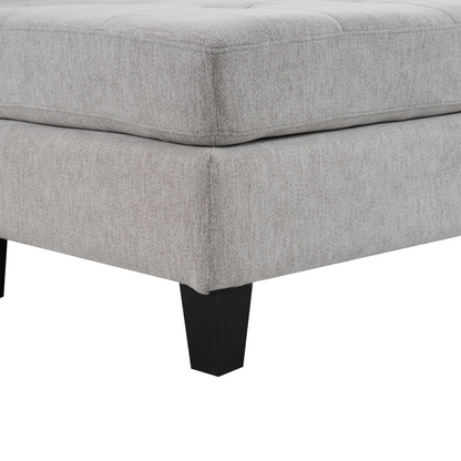 83.4" L-shaped Sofa Sectional Couch Sofa Bed with Two USB Ports, a Movable Ottoman and a Reversible Chaise Lounge for Living Room, Grey