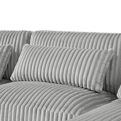 129" Oversized Sectional Sofa U-shaped Sofa Couch Modern Sofa Upholstered in Soft Corduroy with a Chaise Lounge for Living Room, Grey