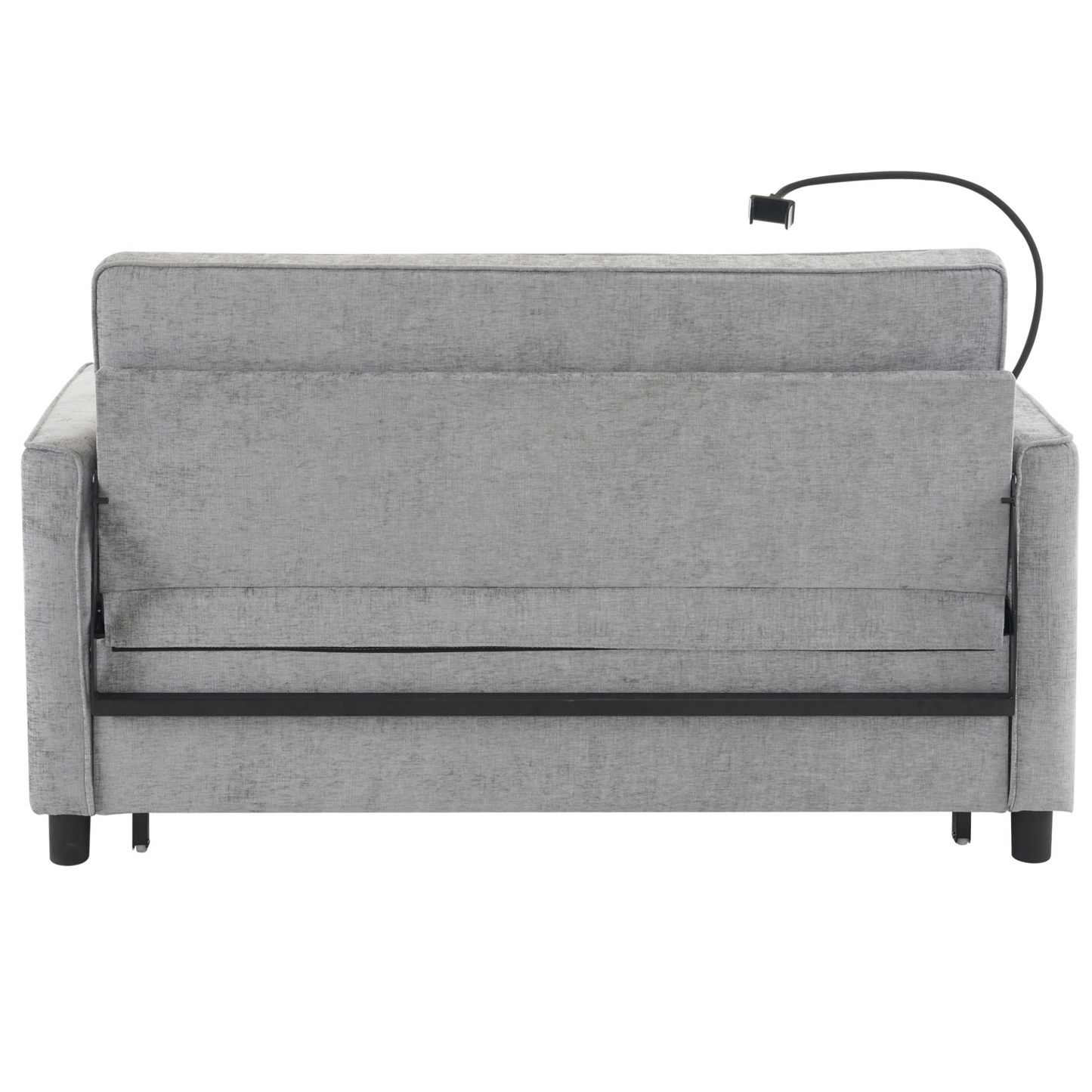 56.9" Loveseat Sofa Pull-out Sofa Bed Sleeper Sofa with a Reversible Backrest Cushion, Side Pockets, Two USB Ports and a Phone Holder for Living Room, Grey