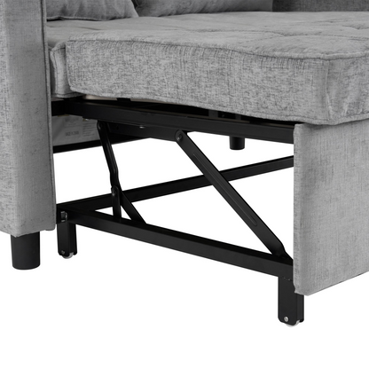 56.9" Loveseat Sofa Pull-out Sofa Bed Sleeper Sofa with a Reversible Backrest Cushion, Side Pockets, Two USB Ports and a Phone Holder for Living Room, Grey