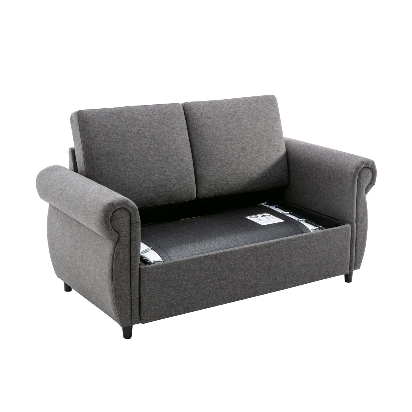 57.9" Pull Out Sofa Bed  Loveseat Sleeper with Twin Size Memory Mattress with Two USB Ports for Living Room Spaces (Old SKU:WF305474AAE), Grey