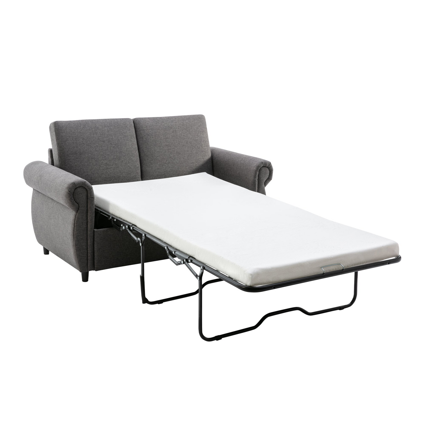 57.9" Pull Out Sofa Bed  Loveseat Sleeper with Twin Size Memory Mattress with Two USB Ports for Living Room Spaces (Old SKU:WF305474AAE), Grey