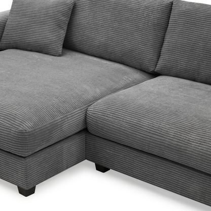 134*54" Oversized Corduroy Sectional Sofa,L Shaped Cloud Couch with USB Charging Port,Cup Holder,Deep and Wide Seat Sofa with 50" Chaise,Comfy Indoor Furniture for Living Room,3 Colors