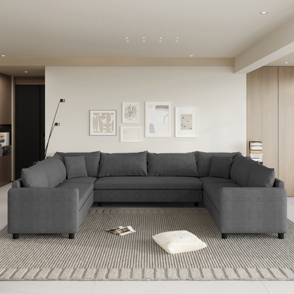 116*92'' Modular Sectional Sofa,Reversible U Shaped Chenille Couch Set,Free Combination,Minimalist Style Indoor Furniture,Oversized 8 Seat Convertible Sofa for Living Room,Apartment,2 Colors