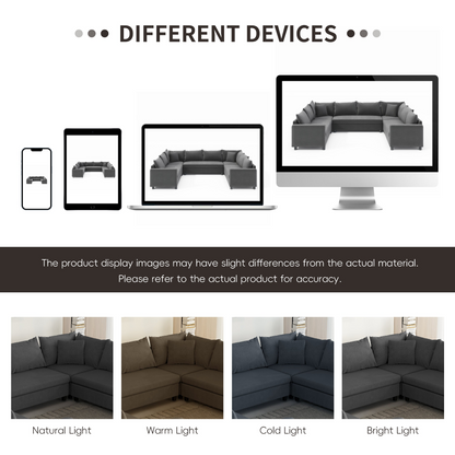 116*92'' Modular Sectional Sofa,Reversible U Shaped Chenille Couch Set,Free Combination,Minimalist Style Indoor Furniture,Oversized 8 Seat Convertible Sofa for Living Room,Apartment,2 Colors