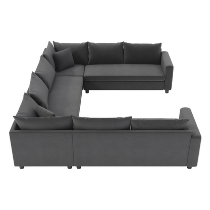 116*92'' Modular Sectional Sofa,Reversible U Shaped Chenille Couch Set,Free Combination,Minimalist Style Indoor Furniture,Oversized 8 Seat Convertible Sofa for Living Room,Apartment,2 Colors