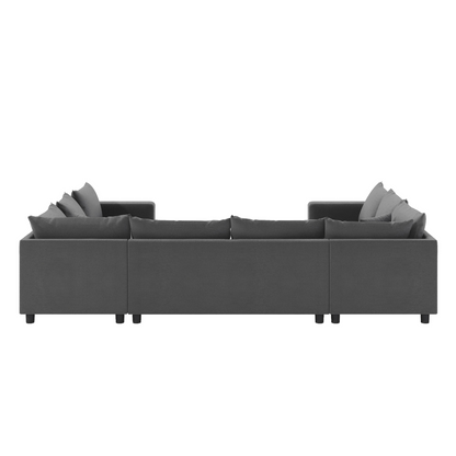 116*92'' Modular Sectional Sofa,Reversible U Shaped Chenille Couch Set,Free Combination,Minimalist Style Indoor Furniture,Oversized 8 Seat Convertible Sofa for Living Room,Apartment,2 Colors