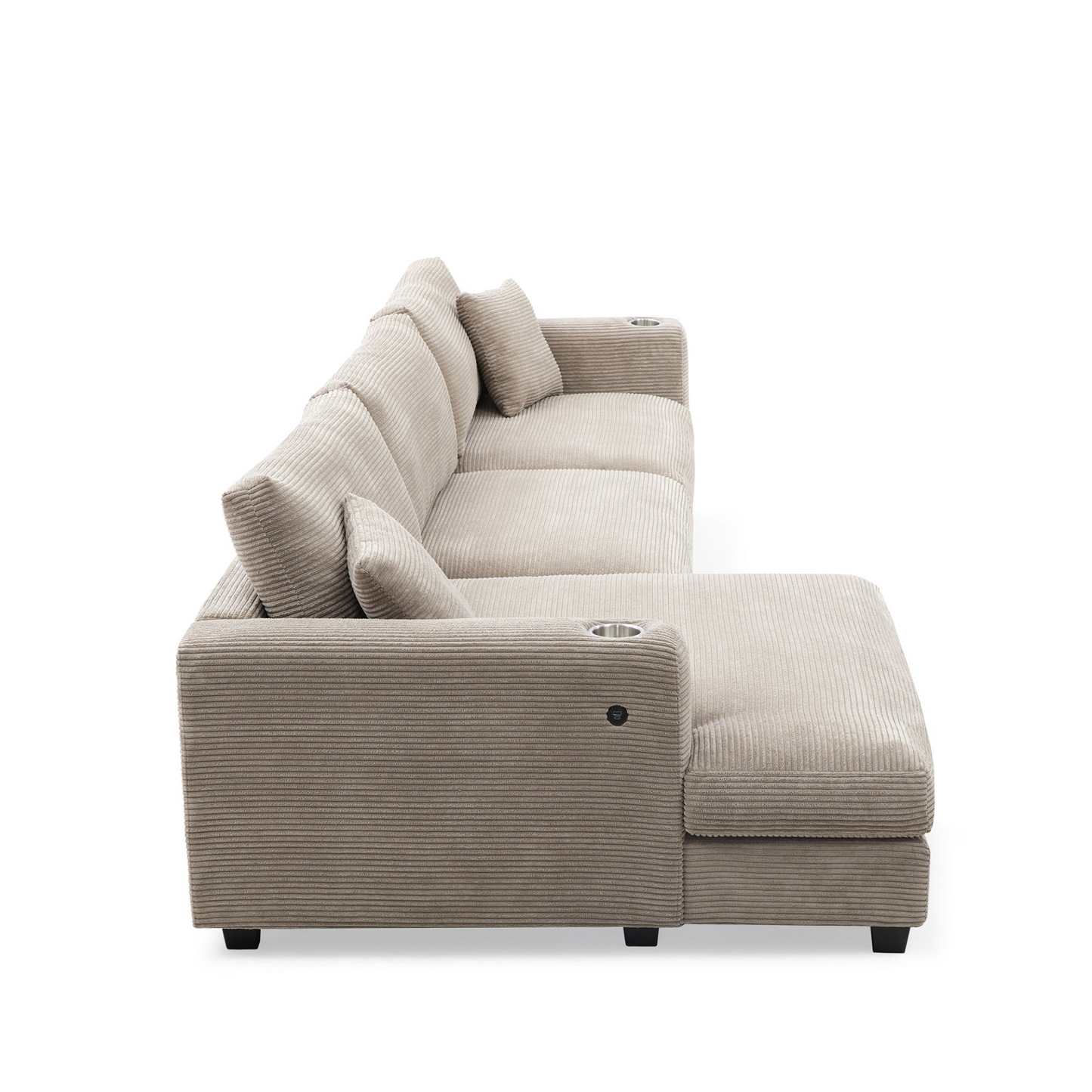 134*54" Oversized Corduroy Sectional Sofa,L Shaped Cloud Couch with USB Charging Port,Cup Holder,Deep and Wide Seat Sofa with 50" Chaise,Comfy Indoor Furniture for Living Room,3 Colors