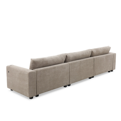 134*54" Oversized Corduroy Sectional Sofa,L Shaped Cloud Couch with USB Charging Port,Cup Holder,Deep and Wide Seat Sofa with 50" Chaise,Comfy Indoor Furniture for Living Room,3 Colors