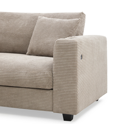 134*54" Oversized Corduroy Sectional Sofa,L Shaped Cloud Couch with USB Charging Port,Cup Holder,Deep and Wide Seat Sofa with 50" Chaise,Comfy Indoor Furniture for Living Room,3 Colors